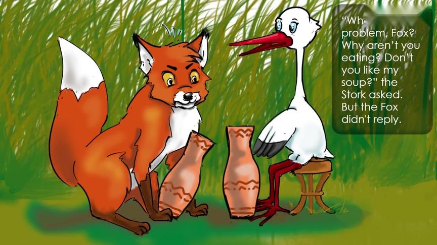 [图]英语伊索寓言 狐狸和鹳的故事 The Fox and the Stork