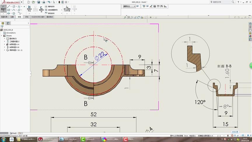 [图]用SolidWorks工程图画的一张练习题，非常简单的那种图