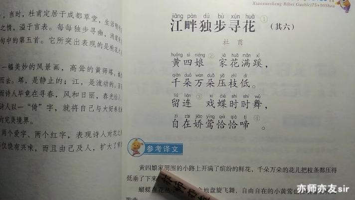 [图]陪孩子读古诗，小学生必背古诗词--江畔独步寻花（其六）