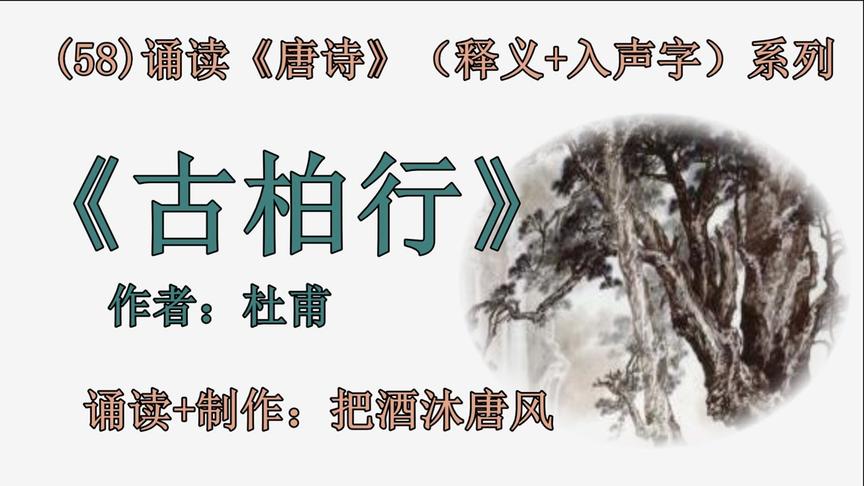 [图]（58）【原创】诵读《唐诗～古柏行》（释义+入声字）系列视频