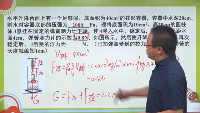 [图]2018中考物理真题精讲34-重庆中考第12题：液体压强+浮力的计算