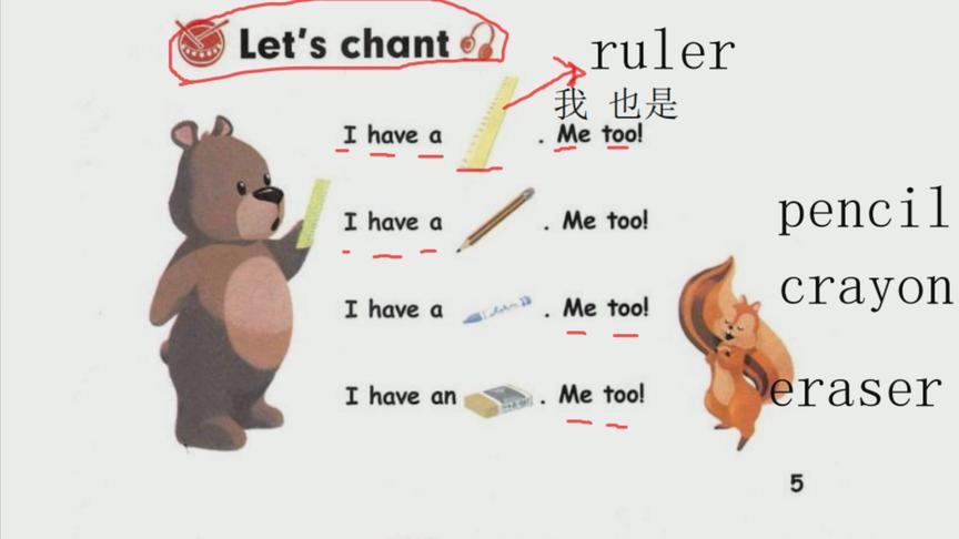 [图]三年级上册英语：课本第5页 一起吟唱 Let's chant