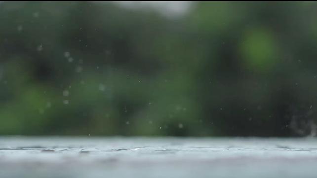 [图]温柔的雨滴落在地上，雨滴起来水花声，有助于睡眠，今夜安然入睡