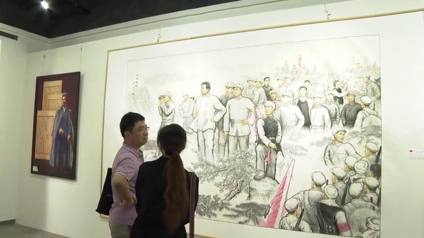 [图]我市举办“红船逐梦、直挂云帆”书法美术作品展