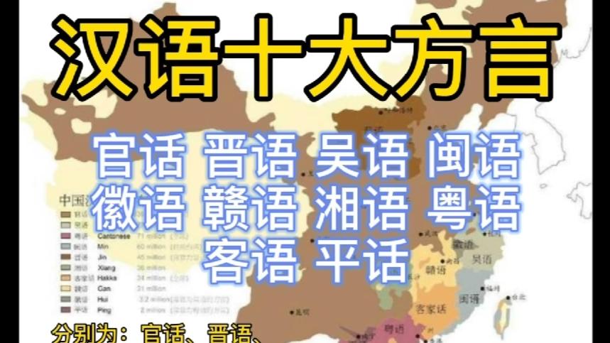 [图]汉语十大方言：普通话，粤语，湘语…为什么没有四川话，广州话？