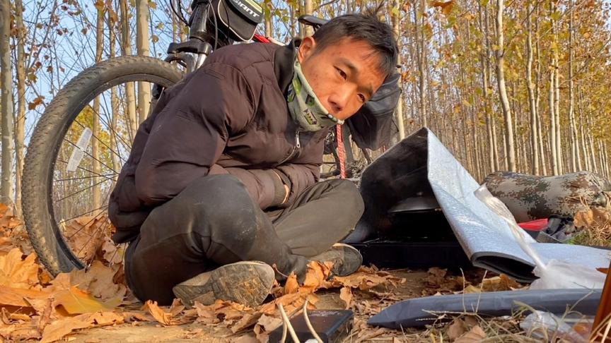 [图]冬季骑行，寻找荒野地方露宿，第一次成功制作蛋炒饭！