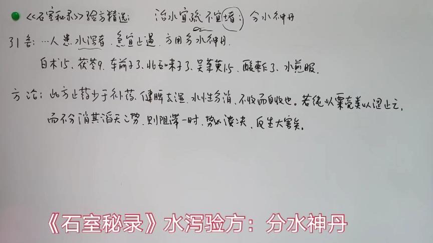 [图]“石室秘录”水泻证论治及验方