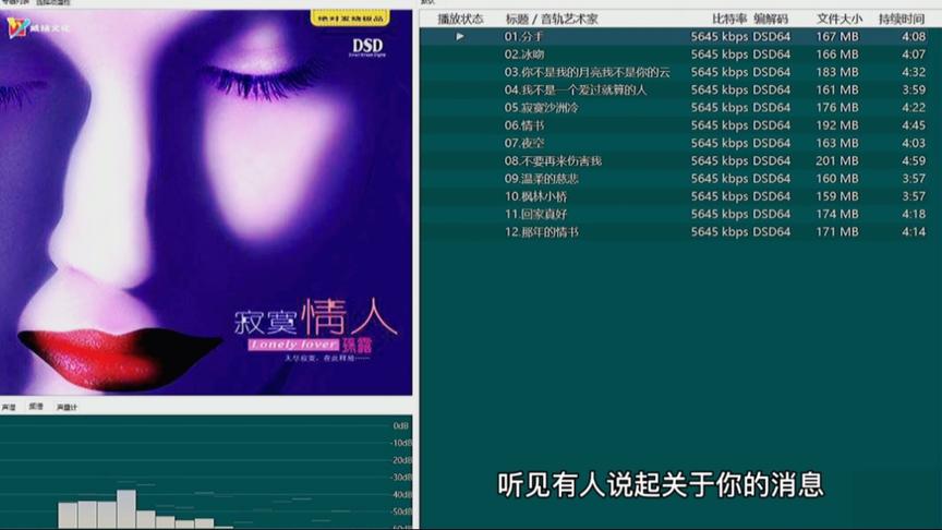 [图]孙露《寂寞情人》SACD DSD 64 比特率5645kbps 选听曲，歌词同步