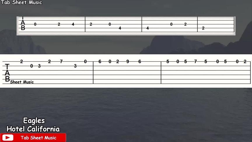 [图]经典摇滚歌曲 老鹰乐队-加州旅馆 吉他琴谱
