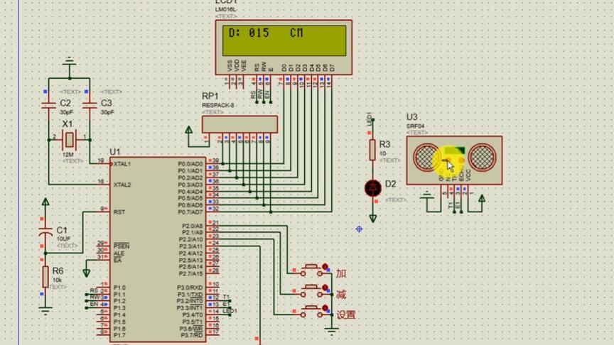 [图]超声波测距，51单片机教程，proteus仿真