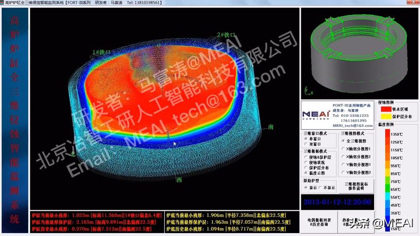 [图]MEAI高炉炉缸侵蚀及保护层全三维智能动态监测系统