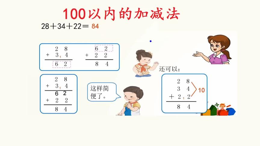 [图]小学二年级数学，100以内的加减法，连加连减详解