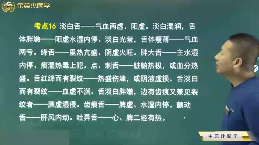 [图]中医诊断学14淡白舌、绛舌、胖大舌、点刺舌、裂纹舌、齿痕舌