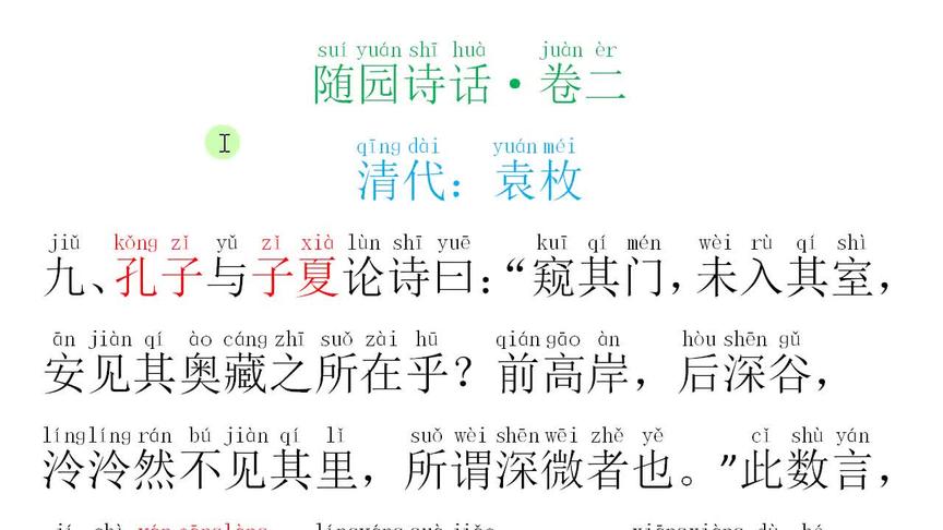 [图]随园诗话·卷二·孔子与子夏论诗，窥其门，未入其室