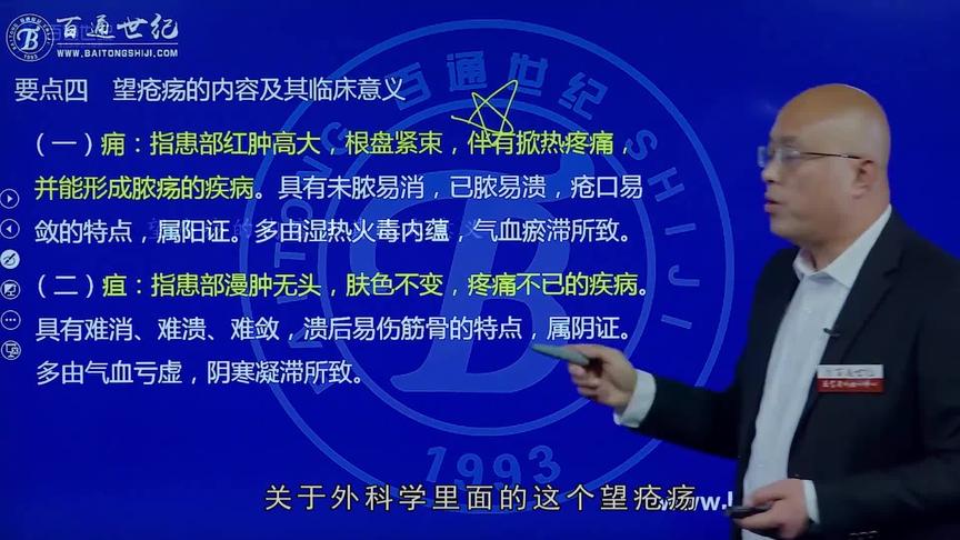 [图]百通世纪中医专长 中医诊断学 考点：望疮疡的内容及其临床意义