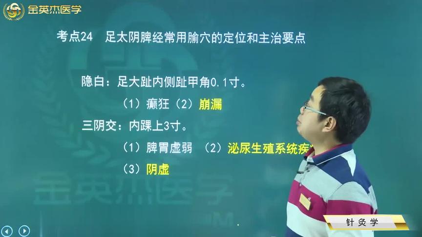 [图]针灸学24足太阴脾经：隐白、三阴交、阴陵泉、血海的位置跟主治病