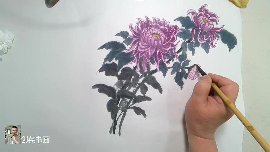 [图]国画技法：零基础学国画，小写意菊花技法，看古新荣老师教学09