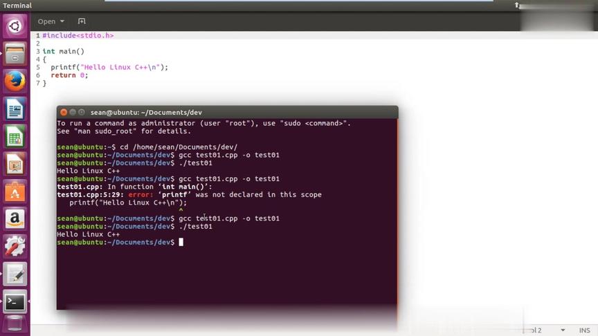 [图]C++进阶教程：第13讲，在Ubuntu中编写一个LinuxC++程序