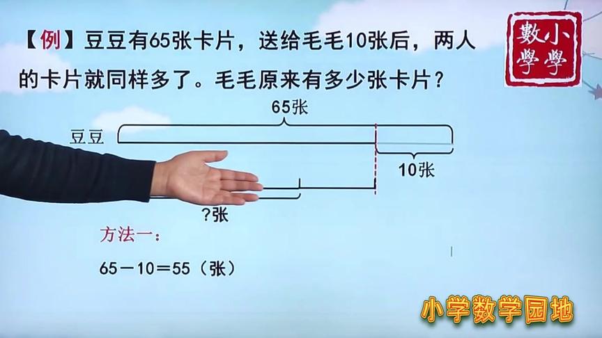 [图]一年级奥数学习课 利用图形动画演示 帮助小朋友理解移多补少问题