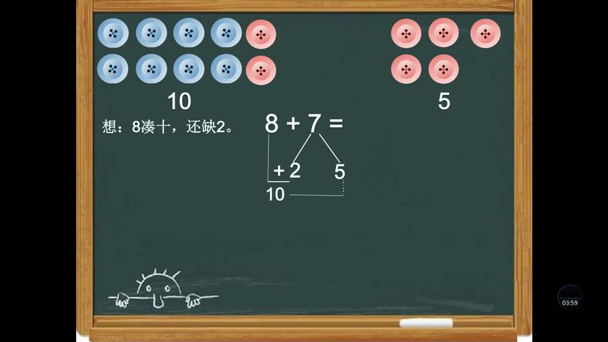 [图]省一等奖作品一年级9加几《凑十法》20以内进位加法微课