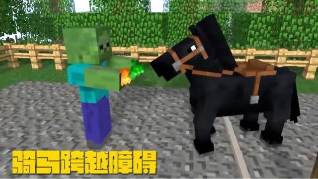 MC动画，怪物学院—骑马训练，僵尸和铁傀儡又现奇招