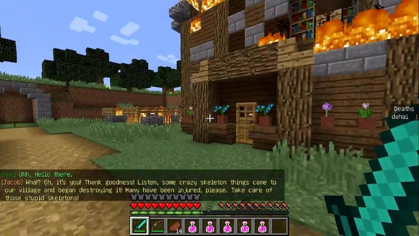大海解说 我的世界minecraft 神庙跑酷吊打骷髅王