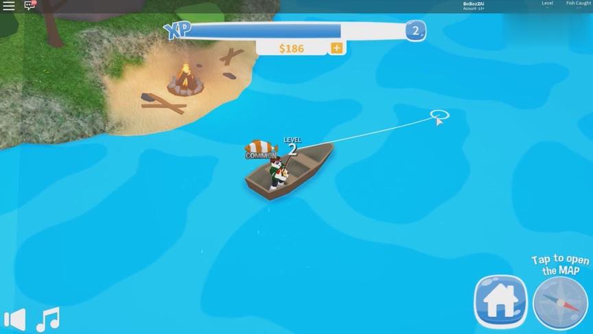 波波仔解说 roblox 钓鱼模拟器：孤独的在船上钓鱼！