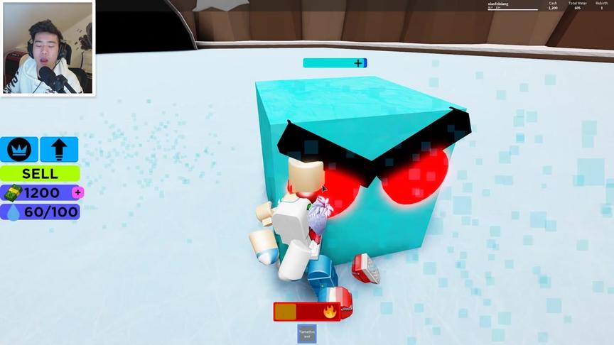  Roblox冰块模拟器 巨型冰块从天而降把我压在底下？