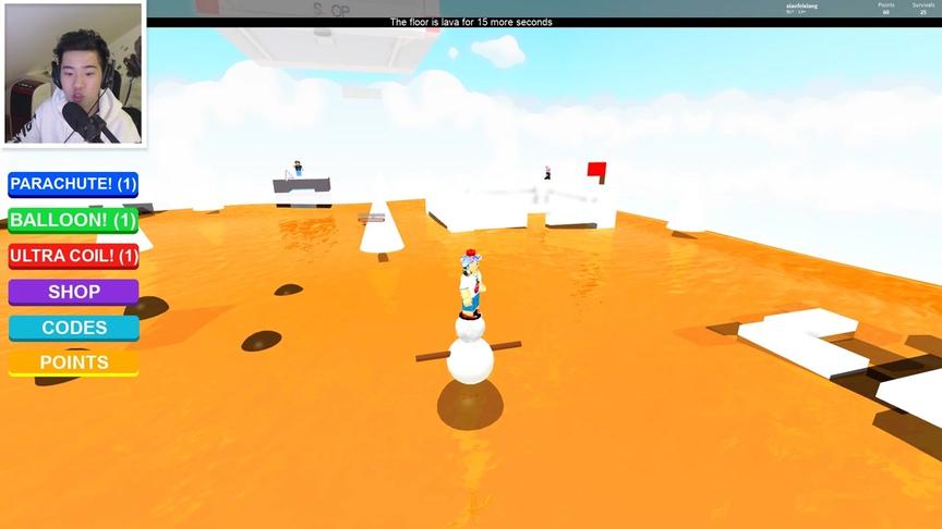 Roblox岩浆生存  雪人差点直接消失？惊险一刻站在雪人头上！