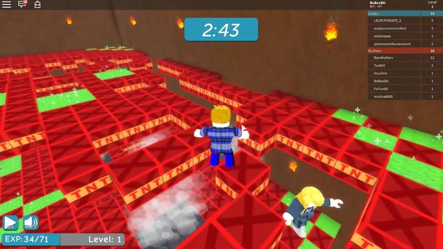 波波仔解说 roblox TNT大冒险：所有的地板都被TNT填满！要爆炸！