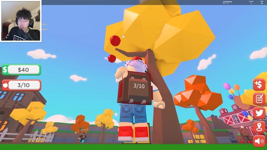 Roblox摘苹果模拟器 学习农民伯伯辛苦劳动手慢就没啦！