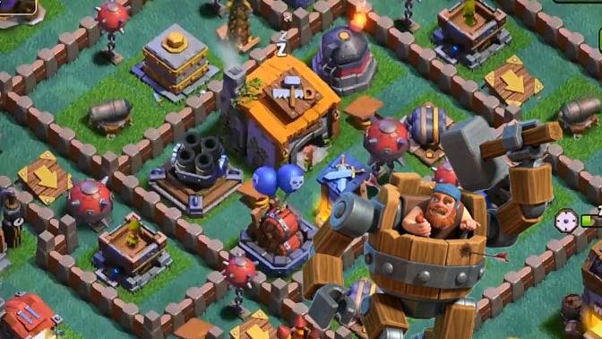 10级战争机器来袭《部落冲突》6本大师基地熔岩火炮VS所有卡演示