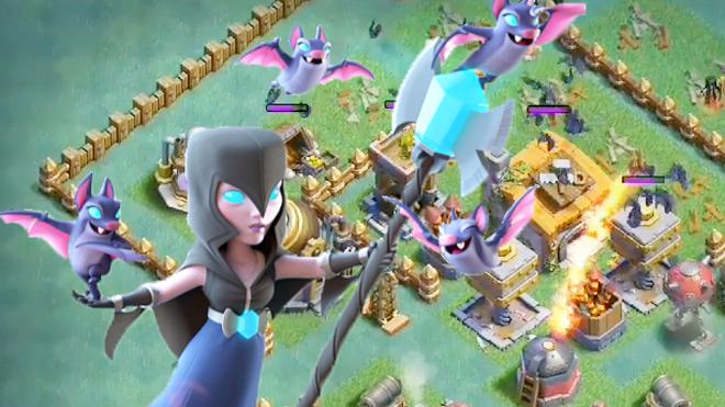 无敌般的满级暗夜女巫！《部落冲突》6本大师基地3星完美打法