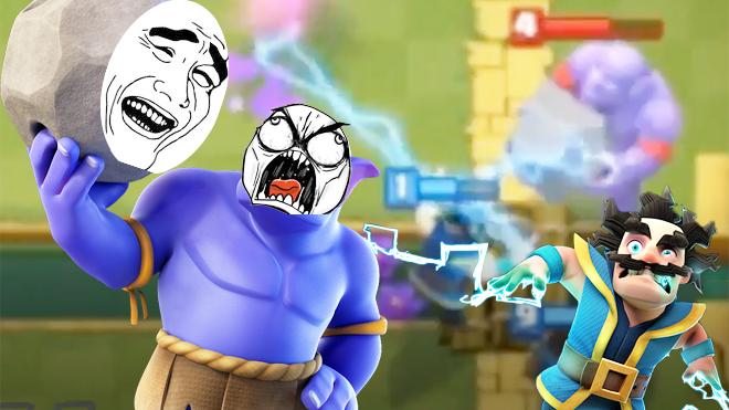 你最好别让我把石头扔出去否则砸扁你！《皇室战争》趣味集锦