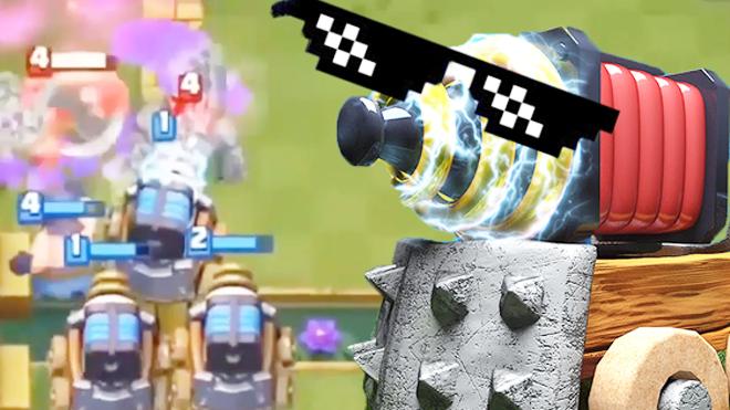 你石头人在我众多电磁炮跟前也只是个炮灰！《皇室战争》精彩集锦