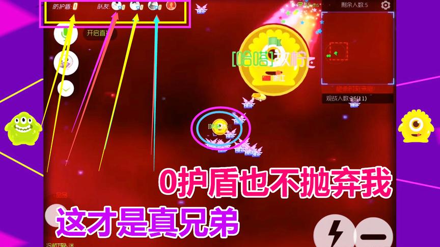 球球大作战大山：0护盾也不抛弃队友，这才是真情实意！