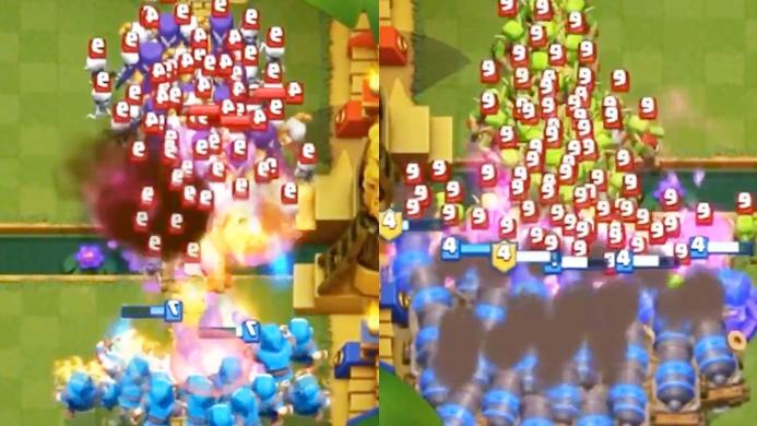 100加农炮战车VS1000个哥布林谁更强？《皇室战争》趣味卡牌测试