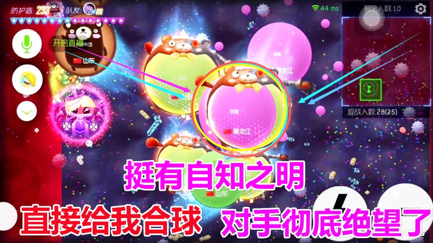 球球大作战大山：一个旋转分被压，对手彻底绝望了直接给我合球！