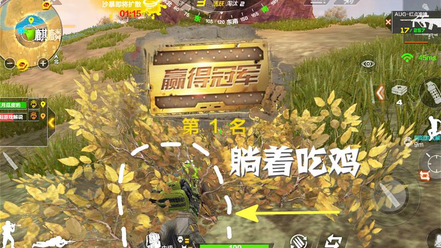 CF手游吃鸡：这种躺在草里吃鸡的姿势，比开挂都爽