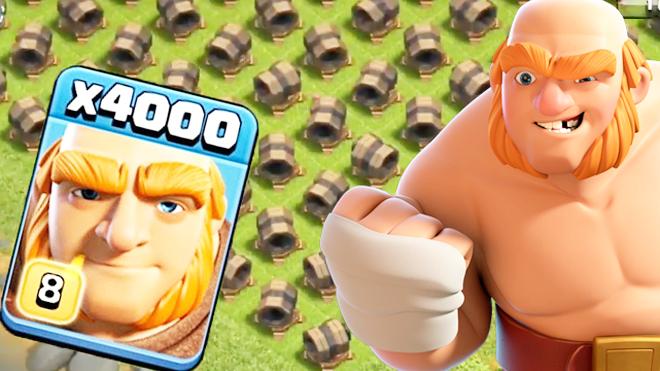 4000巨人VS全地图巨型加农炮！《部落冲突》趣味卡牌测试