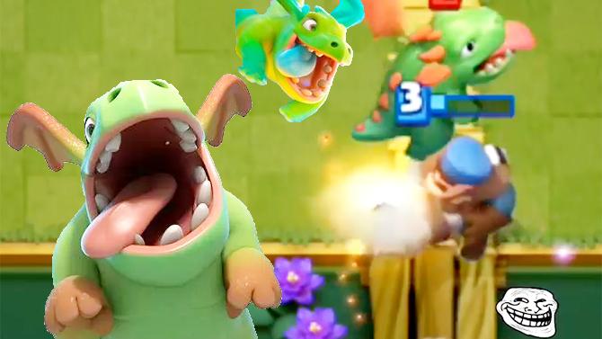 你以为自己是猎人就能对付飞龙宝宝了？《皇室战争》趣味集锦