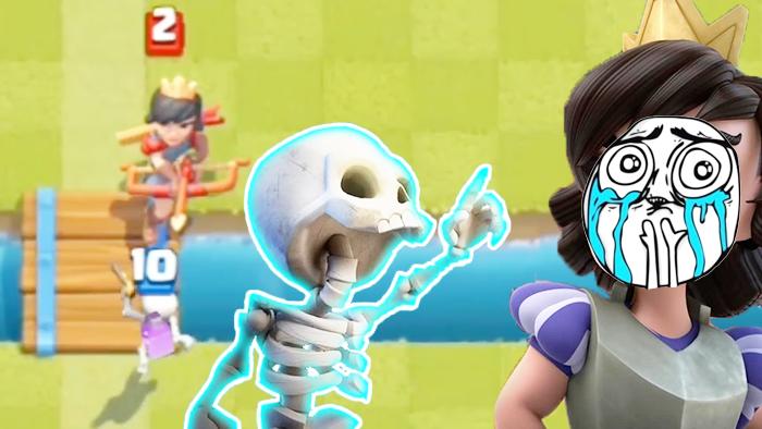 骷髅虽小一样可以击败公主！《皇室战争》趣味集锦