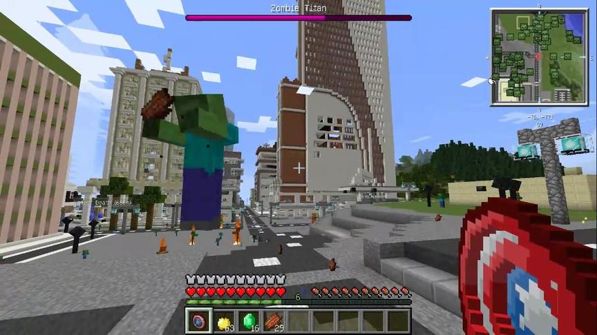 大海解说 我的世界minecraft 美国队长激战入侵巨型泰