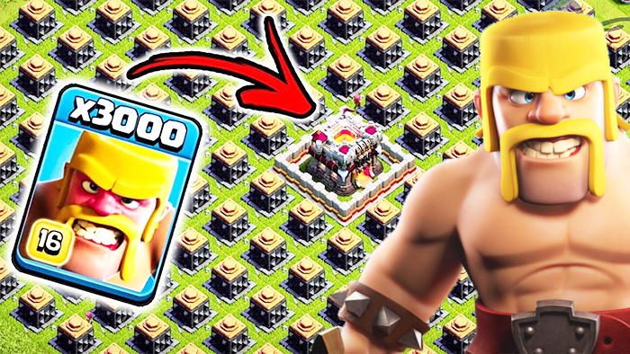 3000狂暴野蛮人VS全地图撼地巨石！《部落冲突》趣味测试