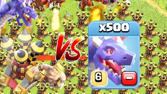 500满级飞龙VS全地图防空火箭！《部落冲突》趣味测试