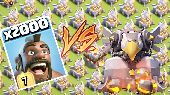 2000野猪骑士VS全地图天鹰火炮！《部落冲突》趣味测试