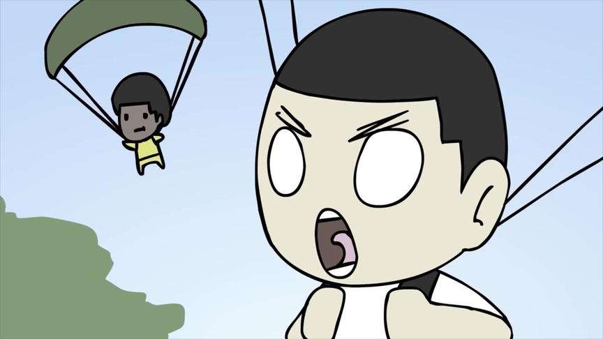 动画绝地求生：当和敌人跳伞在同一个位置时，这分明画的就是我！