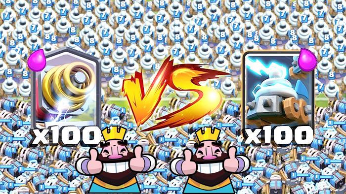 100电磁炮VS100电击小车队！《皇室战争》趣味卡牌测试