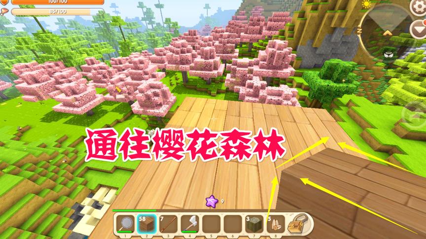 迷你世界高级生存服12 通往樱花森林的天空通道已搭建完成