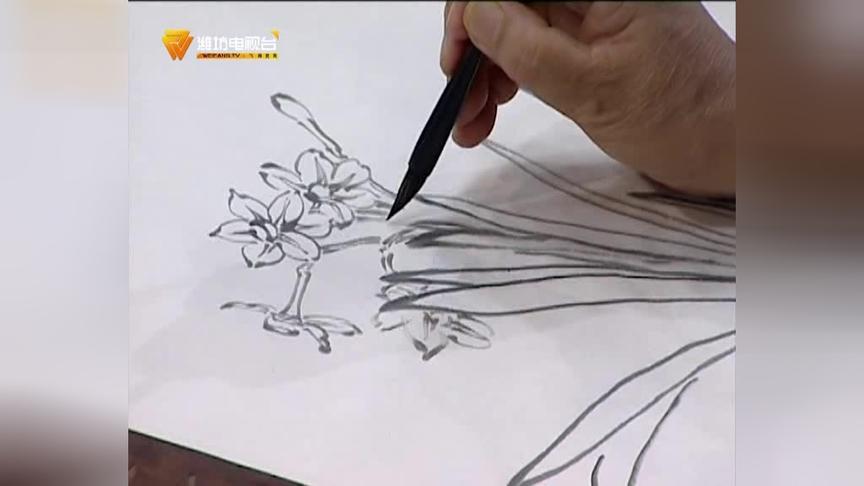 水仙花水墨画法 西瓜视频